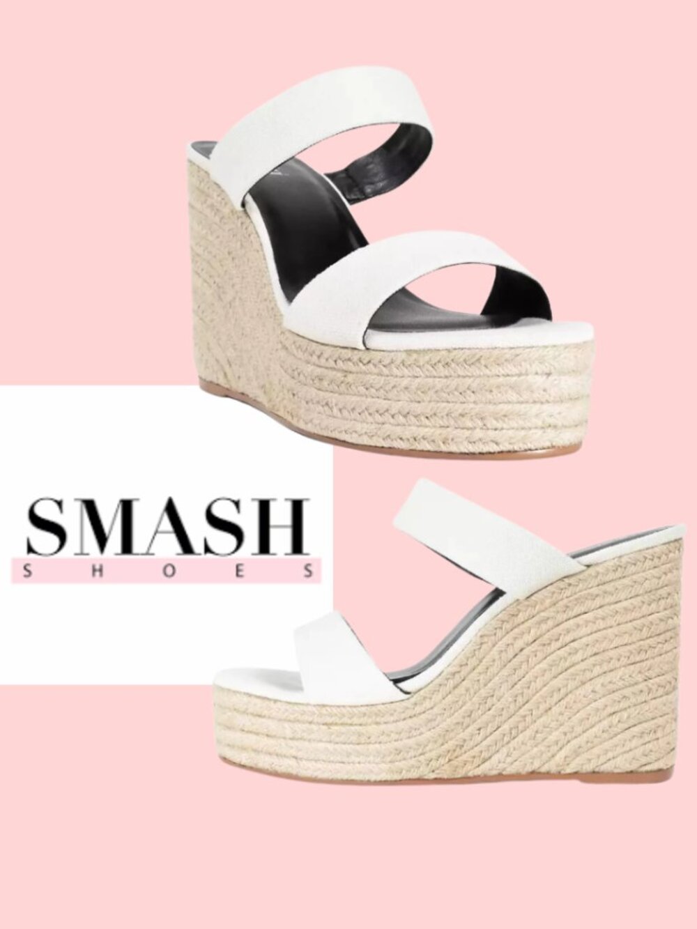 SMASH Luna White Espadrille Wedge Sandals NIB Sz 11
